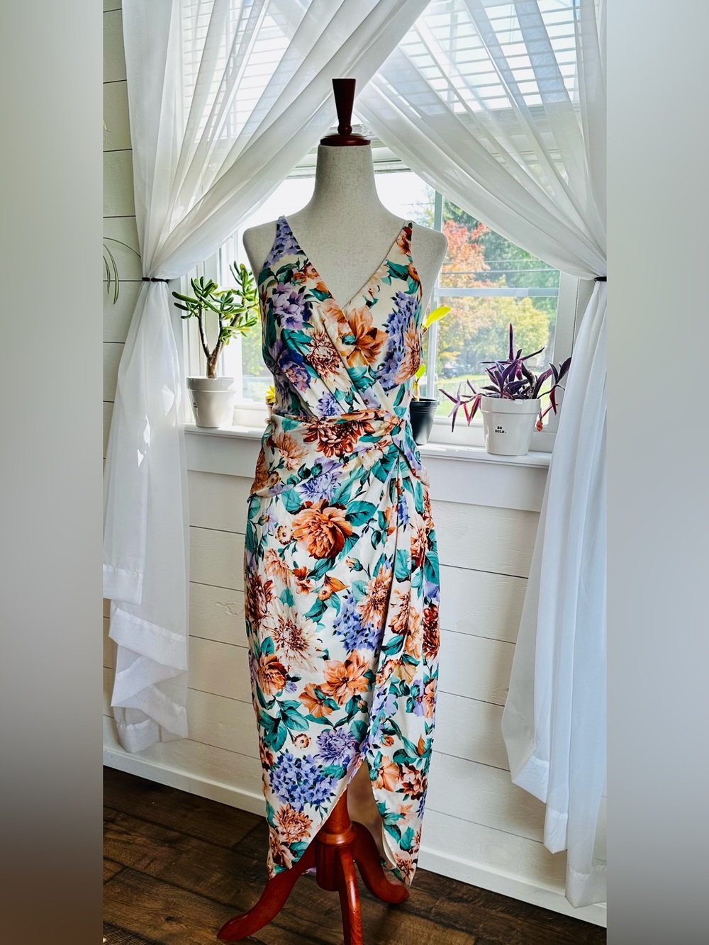 Express multicolor floral wrap/twist-front maxi dress NWT Size Small